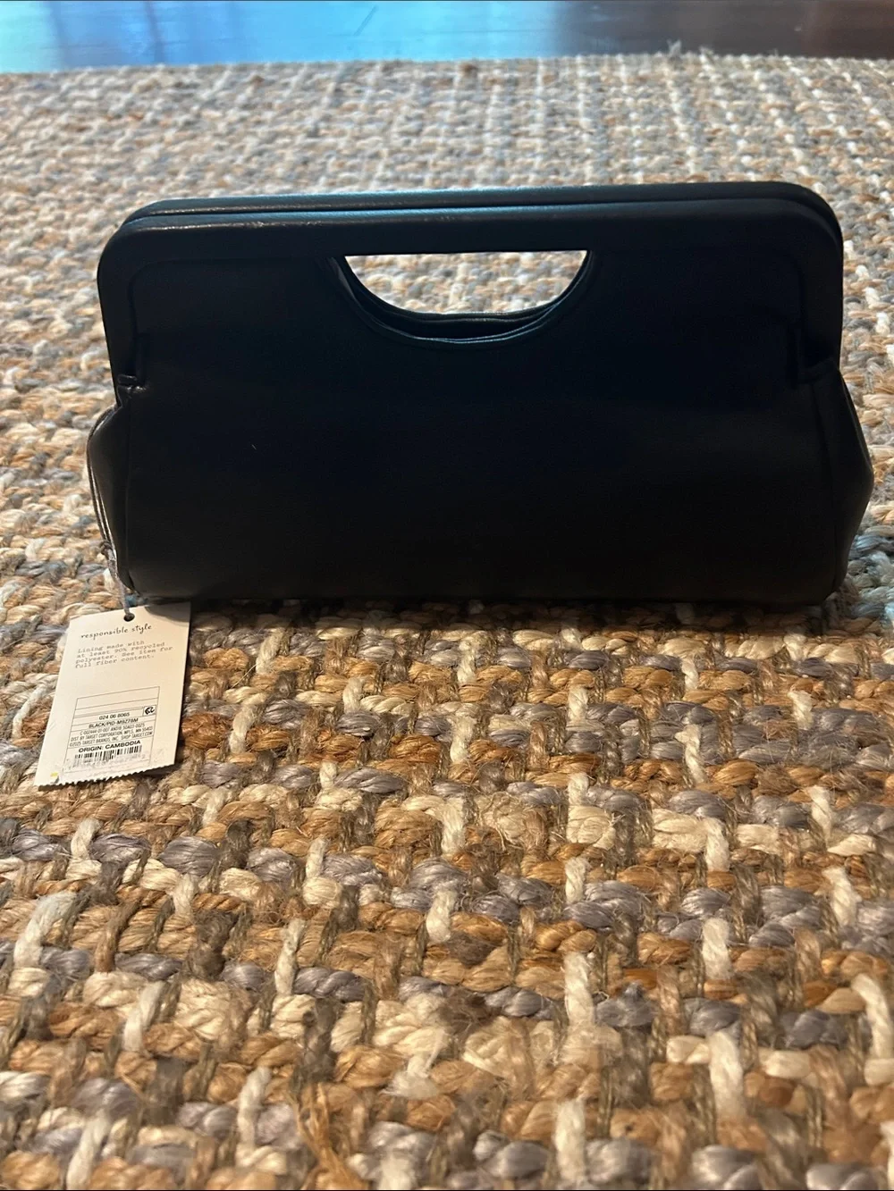 a new day Black Woven Cutout Handle Clutch